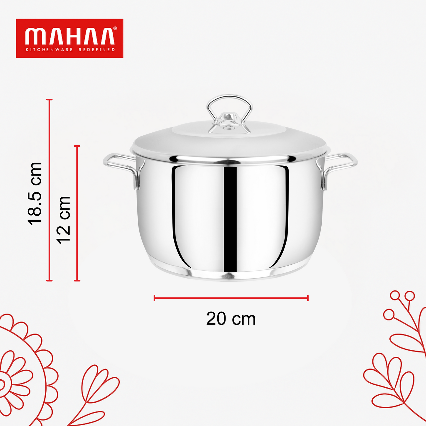 Avanti Cooking Pot / Biryani Pot - 304 Grade - Triply Bottom with Lid - Induction and Gas compatible (30% Off)