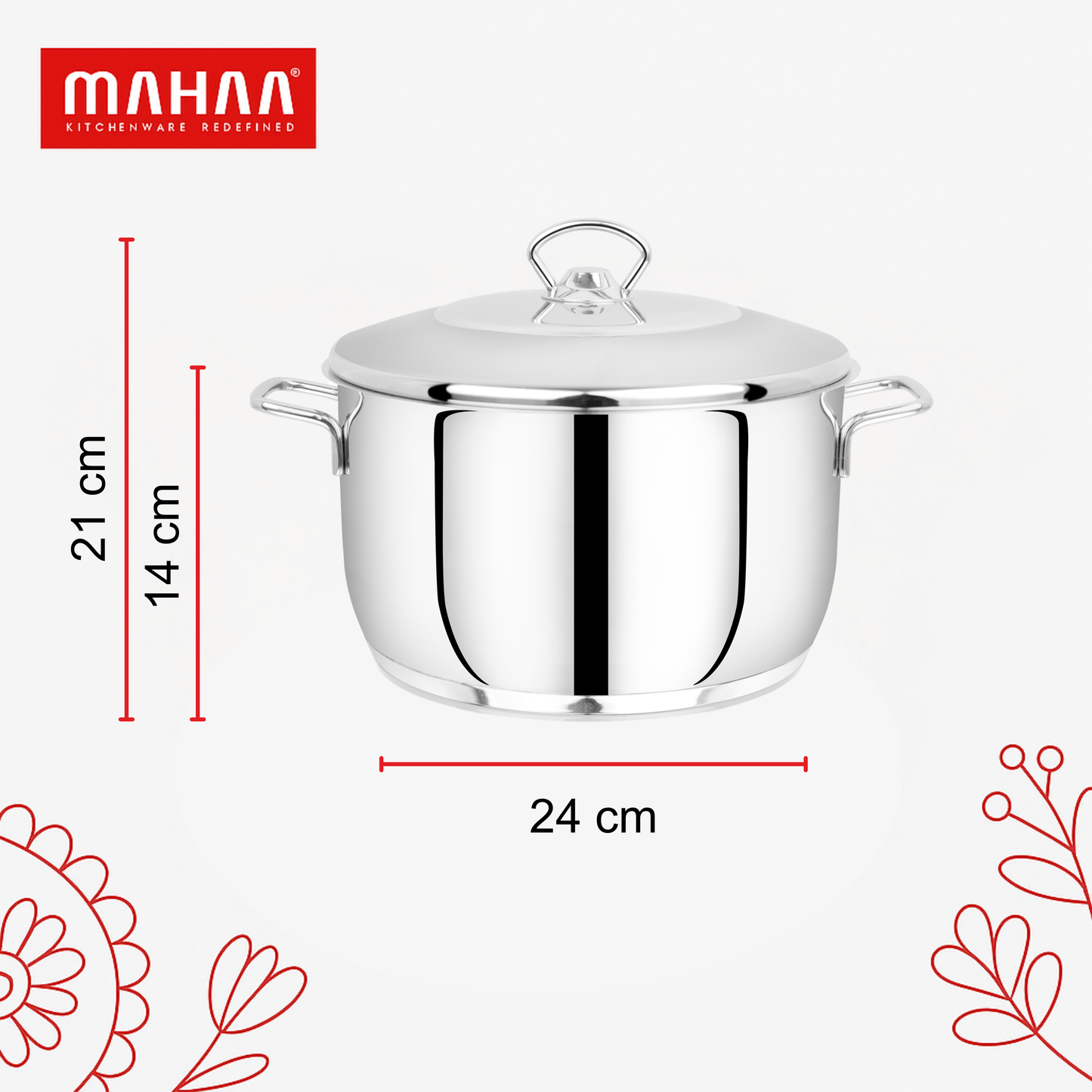 Avanti Cooking Pot / Biryani Pot - 304 Grade - Triply Bottom with Lid - Induction and Gas compatible (30% Off)