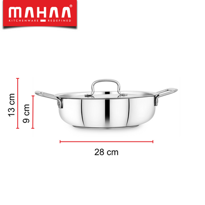 Avanti Kadai- Encapsulated Triply Bottom with Lid - Induction and Gas compatible (15% Off)