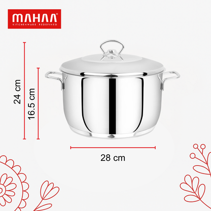Avanti Cooking Pot / Biryani Pot - 304 Grade - Triply Bottom with Lid - Induction and Gas compatible (30% Off)