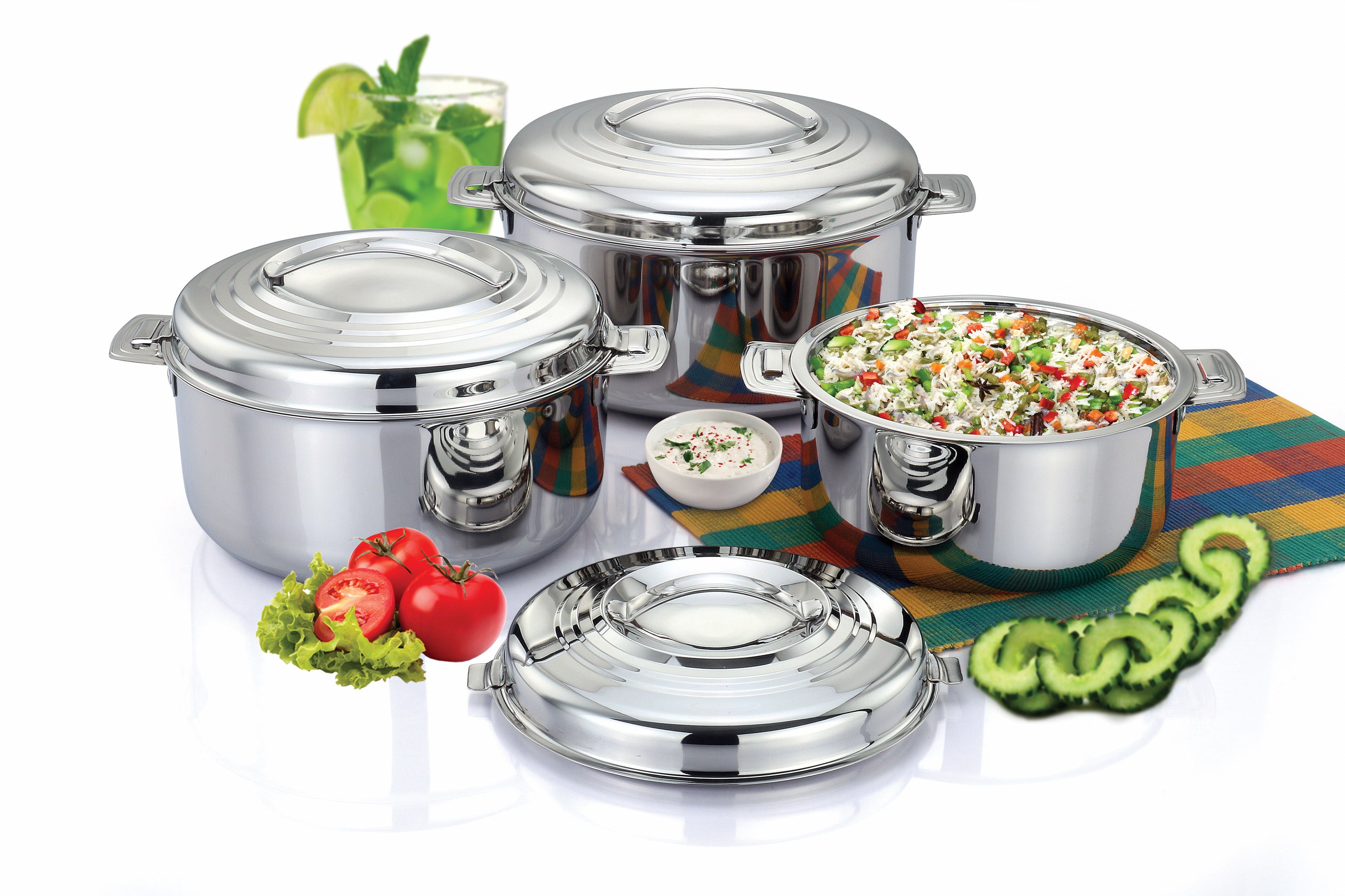 PONGAL OFFER #1: BLUEBELL - DOUBLE WALLED CASSEROLE - GIFTSET(500ML-1000ML-1500ML) 48% OFF