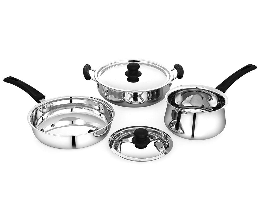 Classic Cookware Set (5pc) - Kadai with Lids, Sauce Pan, Fry pan with Lids (15% Off) - Induction and Gas compatible