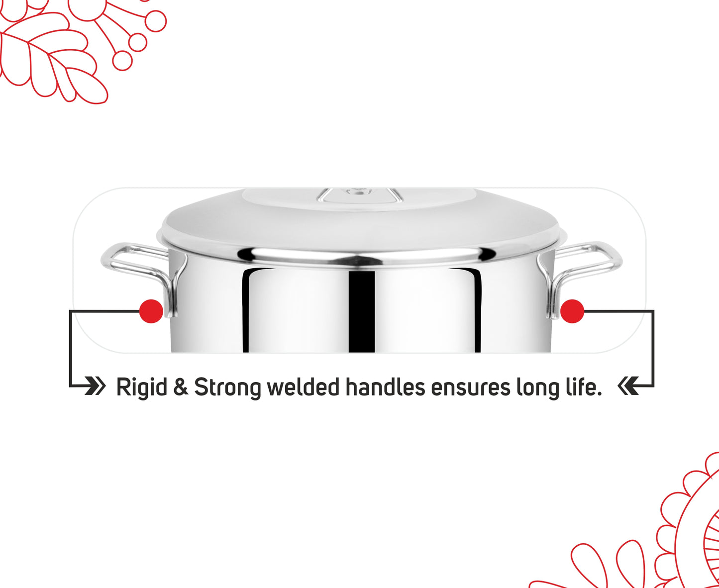 Avanti Cooking Pot / Biryani Pot - 304 Grade - Triply Bottom with Lid - Induction and Gas compatible (30% Off)