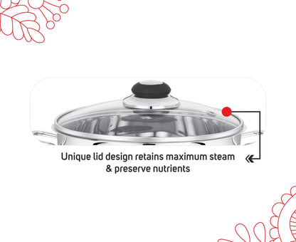 Avanti Cooking Pot / Biryani Pot - 304 Grade - Triply Bottom with Lid - Induction and Gas compatible (30% Off)