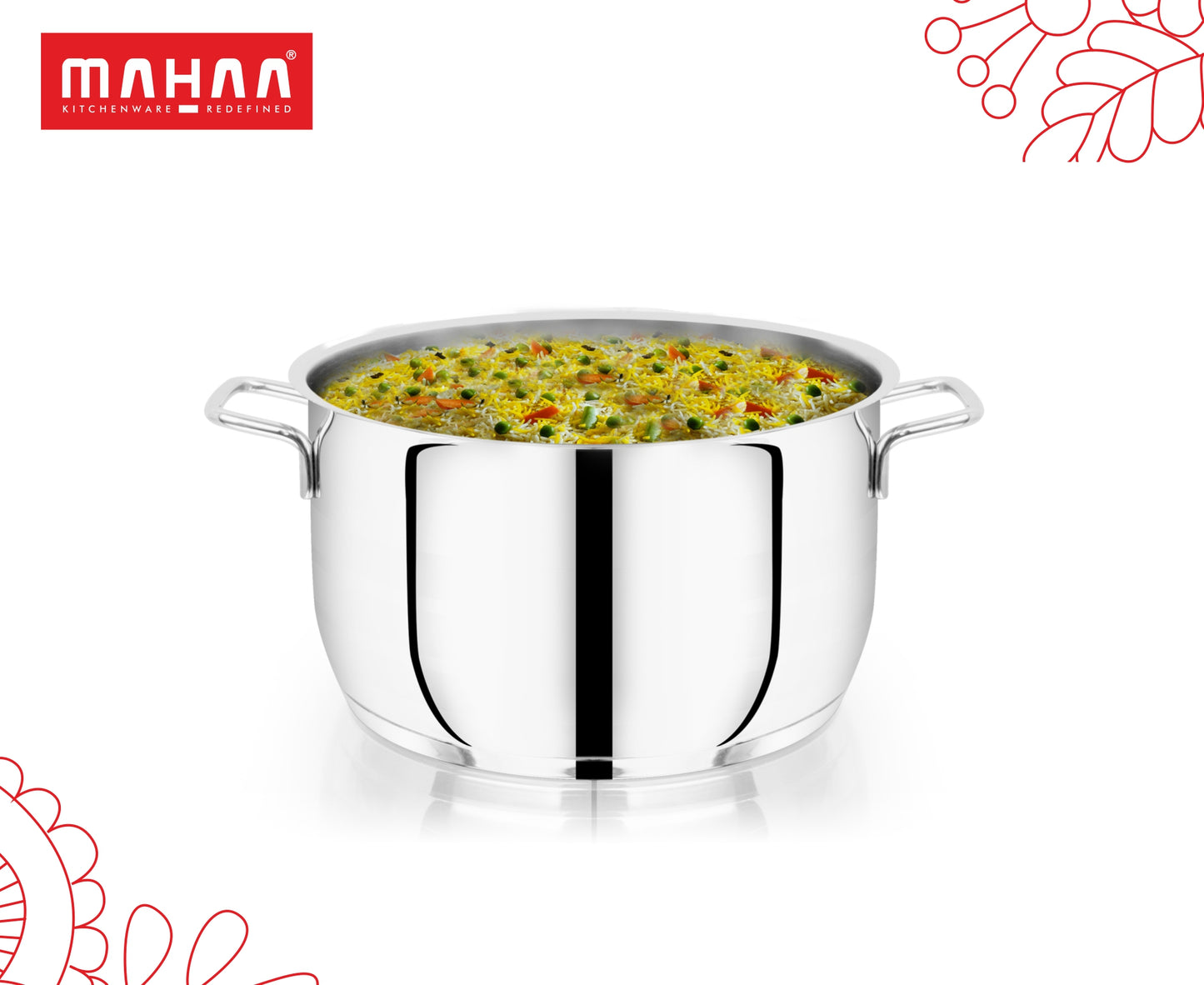 Avanti Cooking Pot / Biryani Pot - 304 Grade - Triply Bottom with Lid - Induction and Gas compatible (30% Off)